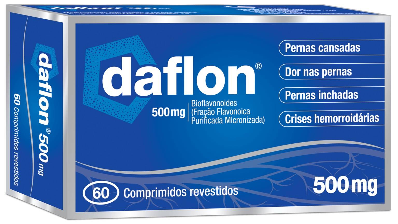 Daflon 500 mg x 60 comprimidos daflon 500 60 Comprimidos pernas pesadas  varizes hemorróidas Farmácia Nacional